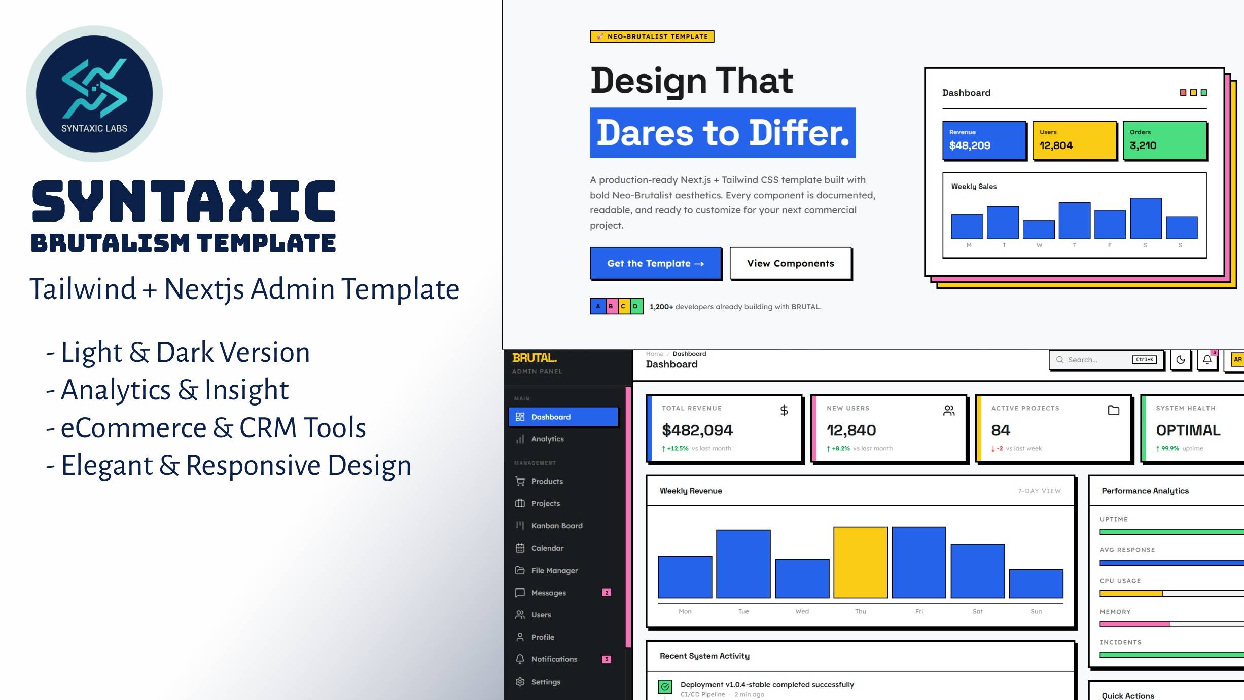 Syntaxic Brutalism - Nextjs Admin Template